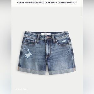 Hollister Curvy High-Rise Medium Ripped Wash Denim Shorts Size 32